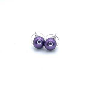 E104 | Faux Pearl Purple Stud Earrings